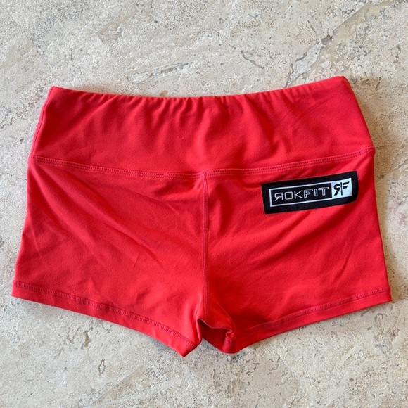 Rokfit size small Women's Red athletic Shorts with bold logo - Picture 1 of 4